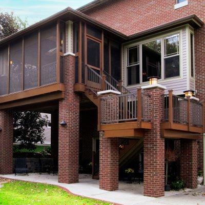Cedar and brick screened porch 
